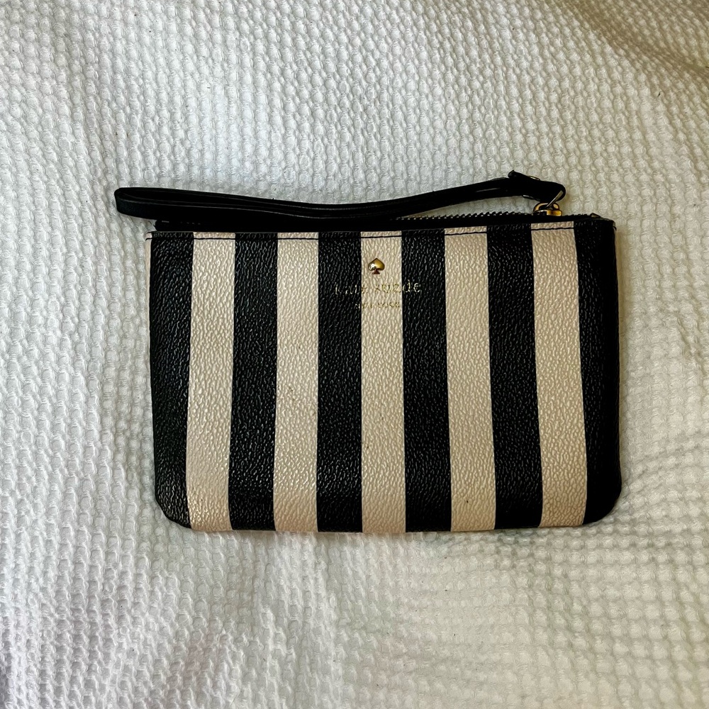 Kate Spade wristlet Black and White Stripes